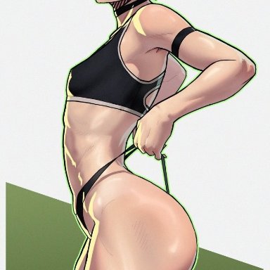 one-punch man, patreon, tatsumaki, stopu, 1girls, ass, back, big ass, big butt, blush, breasts, choker, fat ass, female, female only