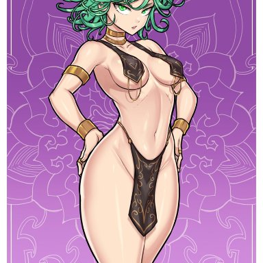 one-punch man, tatsumaki, redjet, 1girls, female, female only, green eyes, green hair, small breasts, solo