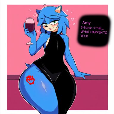 mario (series), nintendo, sega, sonic (series), sonic the hedgehog (series), amy rose, bowser, sonic the hedgehog, whoram, 1boy, after sex, alcohol, blue fur, blush, curvaceous