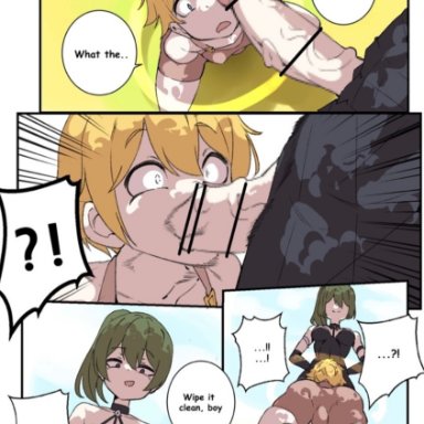 frieren beyond journey's end, sousou no frieren, ubel (sousou no frieren), mono (pixiv 93740696), 1boy, 1futa, anal, balls, big balls, big penis, blonde hair, blowjob, breasts, clothed, clothing