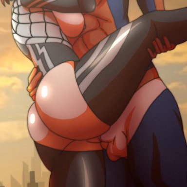 marvel, spider-man (series), cindy moon, silk (marvel), spider-man, radiant artist, 1boy, 1girls, ass, ass focus, big ass, curvy, curvy female, female, huge ass