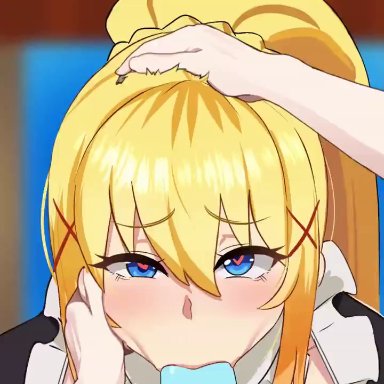 darkness (konosuba), miruyuyo, blonde female, blonde hair, blonde hair female, female, heart-shaped pupils, maid outfit, ponytail, yellow hair, yellow hair female, animated, sound, tagme, video