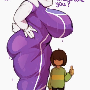 deltarune, undertale, kris (deltarune), kris (light world form), kris dreemurr, toriel, petroverr, big ass, big breasts, breasts, bubble butt, female, goat mom, huge ass, huge breasts