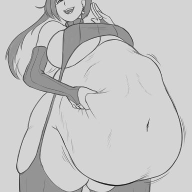 project moon, binah, artist request, unknown artist, big breasts, vore, vore belly