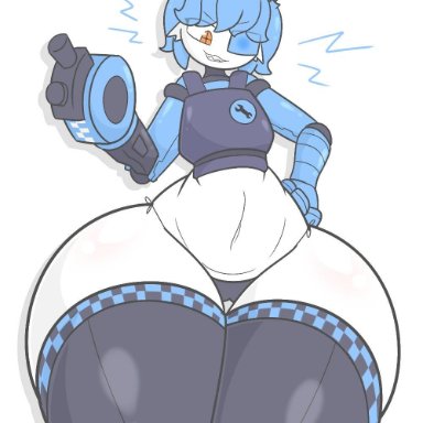 team fortress 2, tf2, mimi sentry, sentry (team fortress 2), zagyul62, 1female, 1girls, ass, big ass, big thighs, blue hair, bottom heavy, female, gigantic ass, gigantic thighs