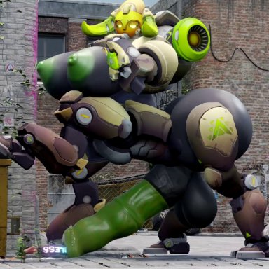 overwatch, orisa, sombra, toasterking, 1futa, 1girls, animal penis, ass, big ass, big breasts, big penis, breasts, centaur, cock vore, dickgirl