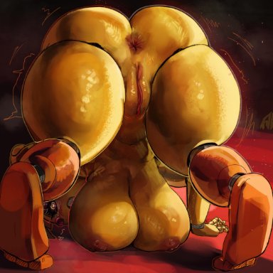 five nights at freddy's, five nights at freddy's 2, scottgames, toy chica (fnaf), alamanderarts, alamander, animatronic, anthro, anus, areola, ass, ass up, avian, beakless, bent over