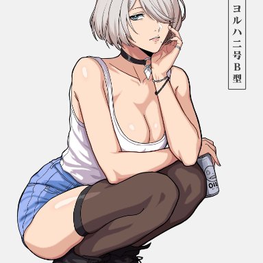 nier, nier (series), yorha 2b, mikeypieart, 1girls, android, android girl, big breasts, breasts, casual clothes, clothed, clothed female, female, female focus, female only