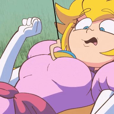 mario (series), nintendo, starbomb, princess peach, princess peach (starbomb), coolerinker, inker comics, inkershike, 1girls, 2d animation, assisted exposure, big breasts, blonde hair, bouncing breasts, breasts