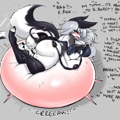 helluva boss, mythology, loona (helluva boss), mochifoxxo, about to burst, air inflation, air pump, anal, anthro, aroused, ass, belly, belly expansion, belly inflation, big belly