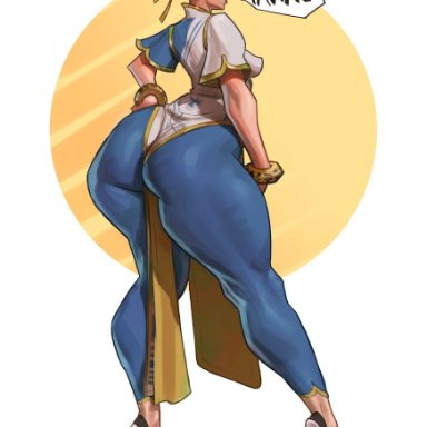 street fighter, street fighter 6, chun-li, thatmfdiego, 1girls, ass, ass bigger than head, ass focus, big ass, black hair, double bun, female, female only, hair bun, huge ass