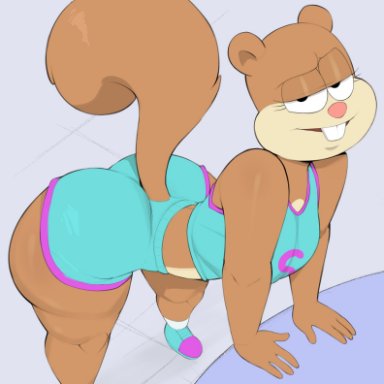 spongebob squarepants, spongebob squarepants (series), sandy cheeks, usnarbit, 1female, 1girls, anthro, anthro only, ass, big ass, big butt, brown body, brown fur, female, female only