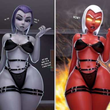 dc, dc comics, teen titans, beast boy, rachel roth, raven (dc), smitty34, 1boy, 1girls, ass, breasts, chest, couple, curvaceous, curvy