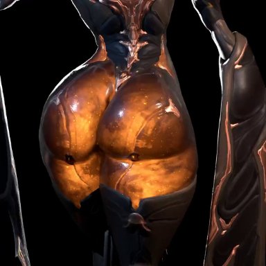 digital extremes, tencent, warframe, ember (warframe), jojomingles, alien, ass, big butt, black body, bouncing butt, butt focus, butt jiggle, clothing, faceless character, faceless female