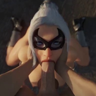 insomniac games, marvel, marvel comics, spider-man (ps4), spider-man (series), black cat (marvel), felicia hardy, peter parker, spider-man, ninninja, 1boy, 1boy1girl, 1girls, athletic female, bent over