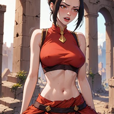 avatar legends, avatar the last airbender, azula, ariavisions, 1boy, 1girls, black hair, clothed sex, cowgirl position, female, fire nation, hands on hips, male, male/female, mountain