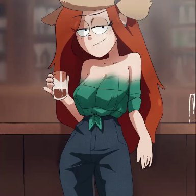 gravity falls, bill cipher, wendy corduroy, drpizzaboi1, inker comics, inkershike, 1girls, 2d artwork, ass, beverage, breasts, cigarette, cup, drink, female