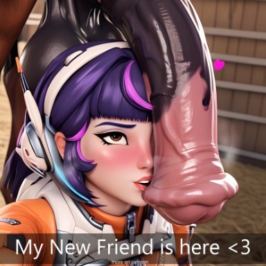 overwatch, overwatch 2, juno (overwatch), kisuco, absurdly large cock, cock worship, feral on female, horse, horsecock, imminent oral, selfie, zoophilia, ai generated