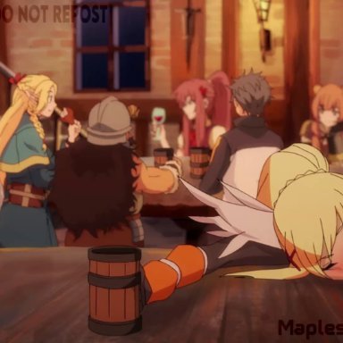 aqua (konosuba), maplestar, ass, ass grab, bubble ass, bubble butt, doggy style, drinking, drunk, drunk bubble, pussy, sex, sex from behind, animated, longer than 2 minutes