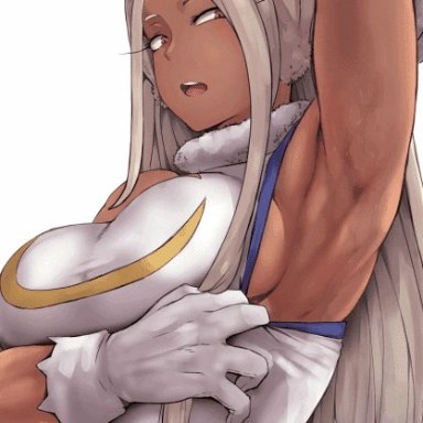 my hero academia, miruko, rumi usagiyama, alpha-type, 1girls, abs, animal ears, armpit fetish, armpits, arms behind head, arms up, breasts, breath, bunny ears, bunny girl