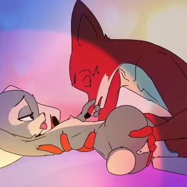 disney, zootopia, judy hopps, nick wilde, gasprart, 1boy, 1girls, fox, furry, grey fur, kissing, licking, licking armpit, licking breast, orange fur