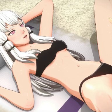 fire emblem, fire emblem: three houses, nintendo, lysithea von ordelia, overused23, tempty, temptyva, 1boy, 1girls, bangs, bare legs, beach, bikini, bikini aside, black bikini