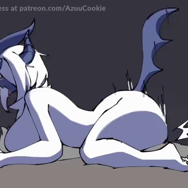 nintendo, pokemon, absol, alpha pokemon, generation 3 pokemon, pokemon (species), azuu, azuuart, 1boy, 1girls, anthro, big ass, big breasts, female, female on top