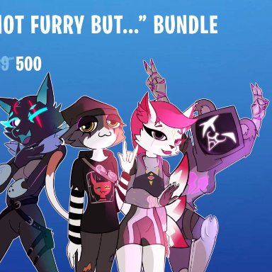 epic games, fortnite, kimiko (fortnite), kimiko five-tails, meow skulls (fortnite), pack leader highwire, raven team leader, kuwsh, anthro, arm warmers, armwear, babydoll, bear, black body, black fur