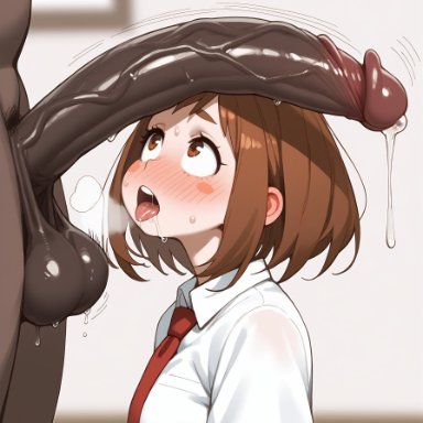 boku no hero academia, my hero academia, ochako uraraka, vizzored, 1boy, 1girls, dark-skinned male, female, huge cock, interracial, male, male/female, medium breasts, netorare, ntr