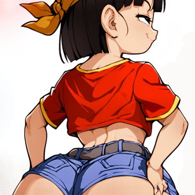 dragon ball, dragon ball gt, pan (dragon ball), z-art, big ass, female, female only, huge ass, shortstack, smug face, thick thighs, wide hips, 3rd party edit, ai assisted, ai generated