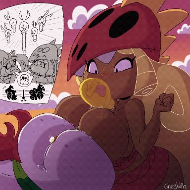 rayman (series), rayman origins, betilla (rayman), edith up (rayman), lum (rayman), nymph (rayman), gheyblin, 1boy, 2girls, anthro, ass, balls, big ass, big breasts, big butt