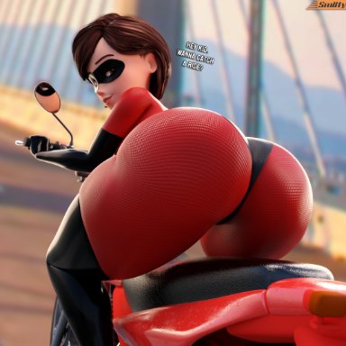 disney, pixar, the incredibles, helen parr, smitty34, ass focus, looking at viewer, red suit, thick ass, tagme