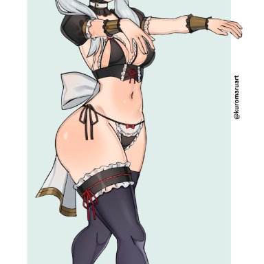 frieren, kuromaruart, bikini, bracers, breasts, choker, coin, cuffs, drool, earrings, elf, elf ears, female only, femsub, frieren: beyond journey's end