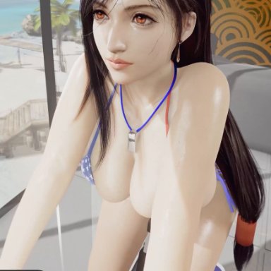 final fantasy, final fantasy vii, tifa lockhart, x3d, 1girls, ass, ass focus, ass shake, big ass, big breasts, bouncing ass, bouncing breasts, breasts, exercise, female