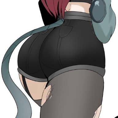 zenless zone zero, jane doe (zenless zone zero), lord dante, ass, back view, big ass, big butt, butt, jeans, leggings, ripped leggings, tail, thick ass, thick thighs, thighs