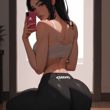 league of legends, irelia xan, mobolusai, ass, feet, female, leggings, selfie, tight clothing, ai generated