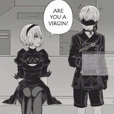 nier, nier (series), nier: automata, yorha 2b, yorha 9s, kegato, rinkegato, shirl geem, 1boy, 1boy1girl, 1girls, ambiguous penetration, android, asking for sex, female