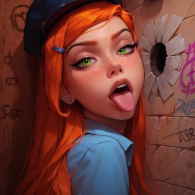 ben 10, cartoon network, gwen tennyson, sadtomato, glory hole, police uniform, ai assisted, ai generated, hi res