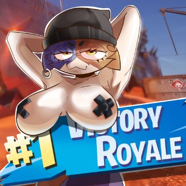 fortnite, fortnite: battle royale, meow skulls (fortnite), majimagaming1, :3, armpits, breast focus, breasts, breasts out, cat ears, catgirl, covered nipples, earring, earrings, female only