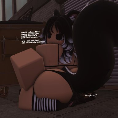 roblox, 1boy, alleyway, ass, big ass, dumpster, facesitting, female, female on male, female on top, femboy, financial domination, huge ass, idk what to tag it, male