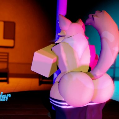 kaiju paradise, roblox, catte (kaiju paradise), robloxian, murrcrawler, 1boy, backsack, balls, big balls, big butt, bisexual lighting, fat ass, femboy, femboy only, gay