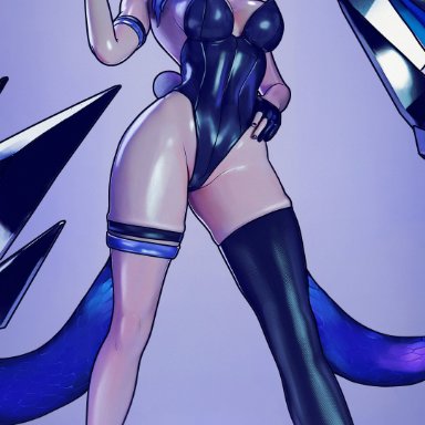 k/da all out series, k/da series, league of legends, league of legends: wild rift, riot games, evelynn, k/da all out evelynn, sfrinzy, 1girls, bunny costume, bunny girl, bunny tail, bunnysuit, choker, curvy