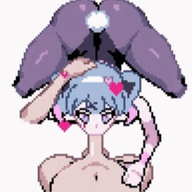 rabbit hole (vocaloid), vocaloid, hatsune miku, blowjob, clothed, dat ass, female, huge ass, sex, thick thighs, animated, pixel art