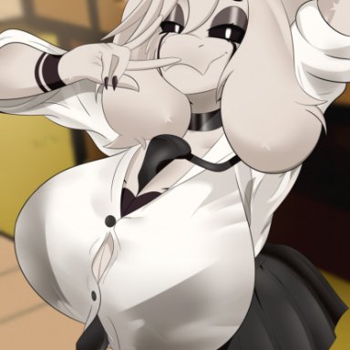 undertale, undertale (series), asriel dreemurr, asriel dreemurr (god form), female asriel, mtvoomer, 1girls, 2d artwork, 5 fingers, anthro, anthro female, anthro focus, anthro only, bedroom eyes, big breasts