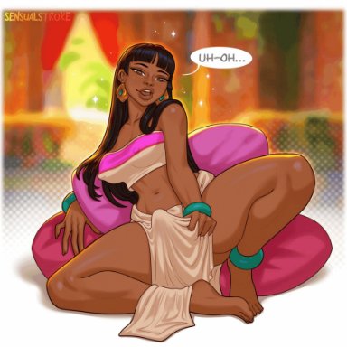 dreamworks, the road to el dorado, chel, chel (the road to el dorado), sensualstroke, 1futa, anklewear, areolae, bangs, big breasts, big penis, black hair, breasts, brown nipples, dark hair