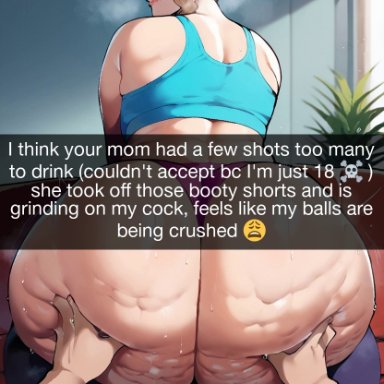 snapchat, amy's son (daballsman), katie (daballsman), daballsman, thiccwithaq (ai style), ass, ass worship, bac, bbw, big butt, blonde hair, booty shorts, bra, bun hair, bunned hair