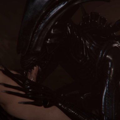 alien (franchise), female xenomorph, xenomorph, xenomorph queen, angrydraconequus, 3d fluid sim, 4 arms, alien, alien girl, anthro, anthro penetrated, ass, athletic female, back spikes, back spines