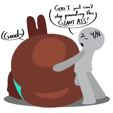 anon, anonymous male, cocoa the bunny, oc, original character, viewer, y/n, you, breathotter, ass, ass bigger than body, ass bigger than breasts, ass bigger than head, ass bigger than torso, ass bounce