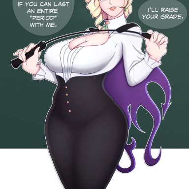 rwby, glynda goodwitch, rosewald1929, 1girls, big breasts, blonde hair, breasts, cleavage, ear piercing, earrings, eyewear, female, female only, fishnet legwear, fishnets