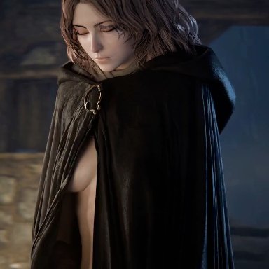 elden ring, fromsoftware, melina (elden ring), dude017, 1girls, breasts, breasts out, female, female only, one eye closed, undressing, 3d (artwork), 3d animation, 3d model, animated